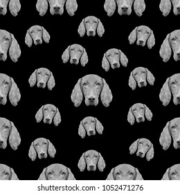 Pattern of portraits of a dog on a black background