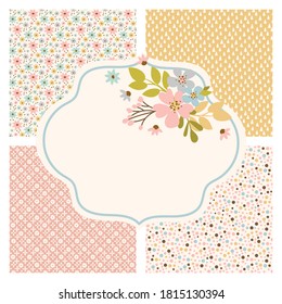 PATTERN POSTCARD MAKER Floral Flower Hand Drawn Seamless Pattern Vector Illustration Set For Creating Greeting Cards And Printing