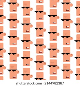 Pattern and poster, cartoon character design of a man's head with sunglasses in vector, white background.