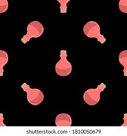 pattern with potion bottle. The concept of Halloween, witchcraft. Design of banners, wrapping paper, packaging, web