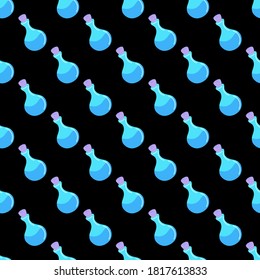 pattern with potion bottle. Design for paper, web