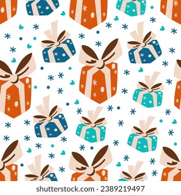 pattern with presents festive christmas gifts box vector illustration