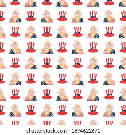Pattern Presidents Day Vector Illustration, suitable for greeting card poster and banner portrait George Washington