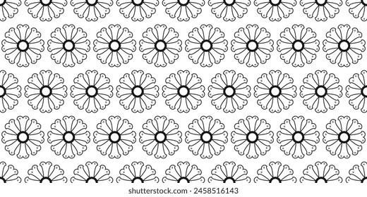 Muster mit hübschen schwarz-weißen Blumen im Schachbrettmuster 