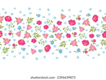 Patrón con bonitas flores. Hermosas plantas naturales y hojas.