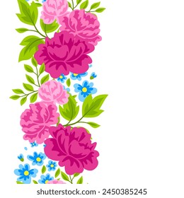 Pattern with pretty flowers. Beautiful decorative natural plants and leaves.