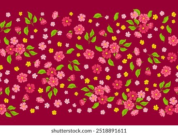 Patrón con flores bonitas. Hermosas plantas y hojas naturales decorativas.