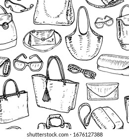 Pattern pretty women's bags. Vector illustration