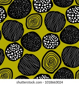 Pattern of primitive Abstract forms. Vector illustration. Seamless background. Hand drawn african fabric designs.