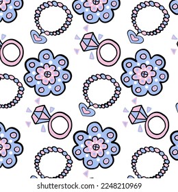 Pattern princess trappings. Color print. Icons vector illustrations. Set of text in different colors and types. Valentine's day love romantic 