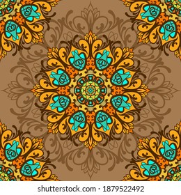 Patrón de impresión en tela, papel, papel pintado. Ornamento árabe