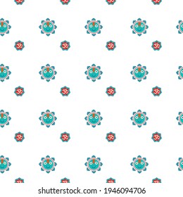 Pattern for printing on fabric or paper. Scalable, seamless vector pattern. Image of Lord Jagannatha and om sign.