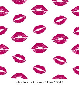 Pattern with prints of pink lipstick 