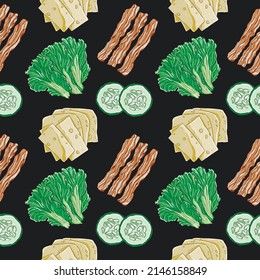 Productos de patrón para tostadas y sándwiches. Ilustración del vector