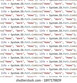 Muster für den Programmierer. life = System.IO.Path.Combine( "Home", "Work", "Home"); Mein ganzes Leben in einem Befehl.  Vektorgrafik eps10.