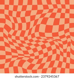 Pattern Psychedelic checkerboard. Groovy retro checkered texture. Psychedelic playful background. Retro graphic y2k design. Vector illustration