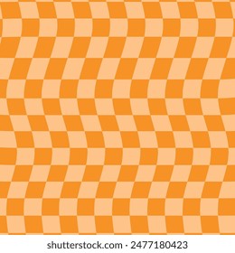 Pattern psychedelic checkerboard. Groovy retro wavy checkered texture. Psychedelic modern playful background. Retro graphic y2k design. Twisted and distorted trendy style illustration