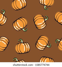 Pattern of a pumpkin. Image of a textured background to decorate. Drawing of a pumpkin made in a loose stroke. Editable vector.