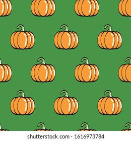 Pattern of a pumpkin. Image of a textured background to decorate. Drawing of a pumpkin made in a loose stroke. Editable vector.