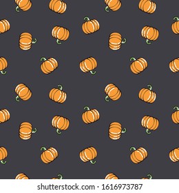 Pattern of a pumpkin. Image of a textured background to decorate. Drawing of a pumpkin made in a loose stroke. Editable vector.