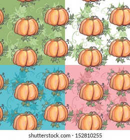 pattern with pumpkin and leaves