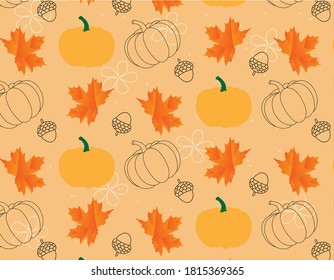 pattern with pumpkin and leaves