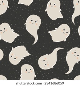 Pattern with pumpkins and ghosts for Halloween. Print pattern on paper, fabric
