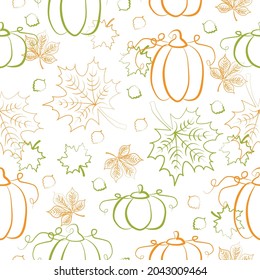 pattern with pumpkins on a light background