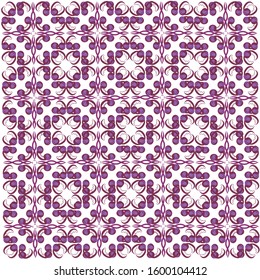 Pattern, purple bean sprouts and peas on a white background