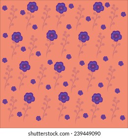 Pattern with purple fantasy flowers