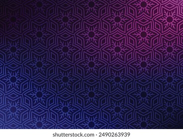 Pattern purple flower gradient blue dark background. vector illustration.