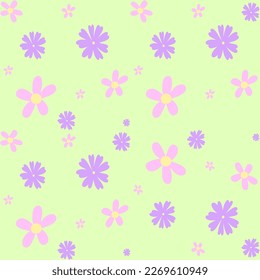 Pattern with purple flowers 90s style