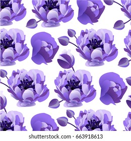 Pattern with purple flowers Anemone