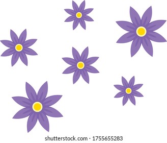 Pattern of purple flowers on a transparent background