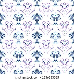 Pattern purple green violet Wallpaper Ornament Damask Baroque Victorian Beautiful - Vector