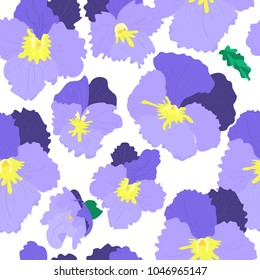 Pattern with purple pansies.  Vector illustration.
