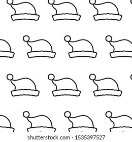 pattern of purple santa claus hat on white background vector illustration design