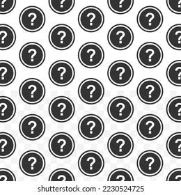 Pattern of Question mark coin in white background with mini doodle (icons). Vector Illustration