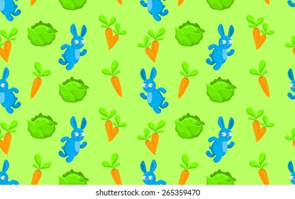 Pattern rabbit, carrot and cabbage