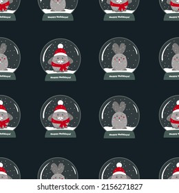 Pattern of a rabbit in a snow globe