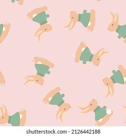 Pattern with rabbits. Children's pattern for textiles, room decor. Illustration for children.
