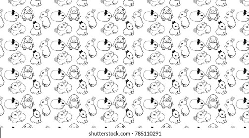 pattern with rabbits. drawings with a black pen