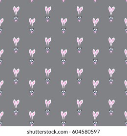 pattern with rabbits on gray background