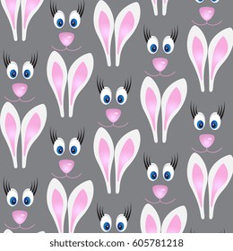 pattern with rabbits on gray background