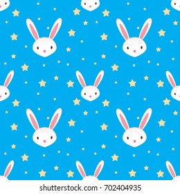A pattern of rabbits on a starry background