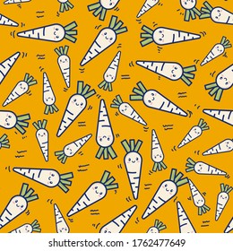 Pattern radish white Seamless, cute radish white background, for banner wall wallpaper pattern can be editable eps file, etc