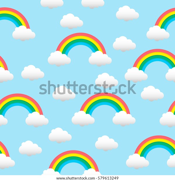 Pattern Rainbow Clouds Seamless Texture On Stock Vector (Royalty Free ...