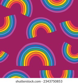 Pattern of Rainbow on isolated dark pink color