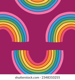 Pattern of Rainbow on isolated dark pink background