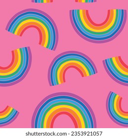 Pattern of Rainbow on isolated pink color